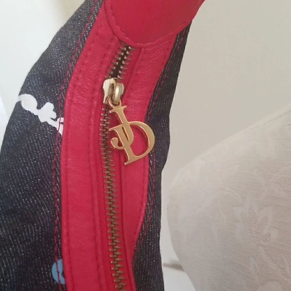 Junior Drake denim/red leather hobo bag, nwot